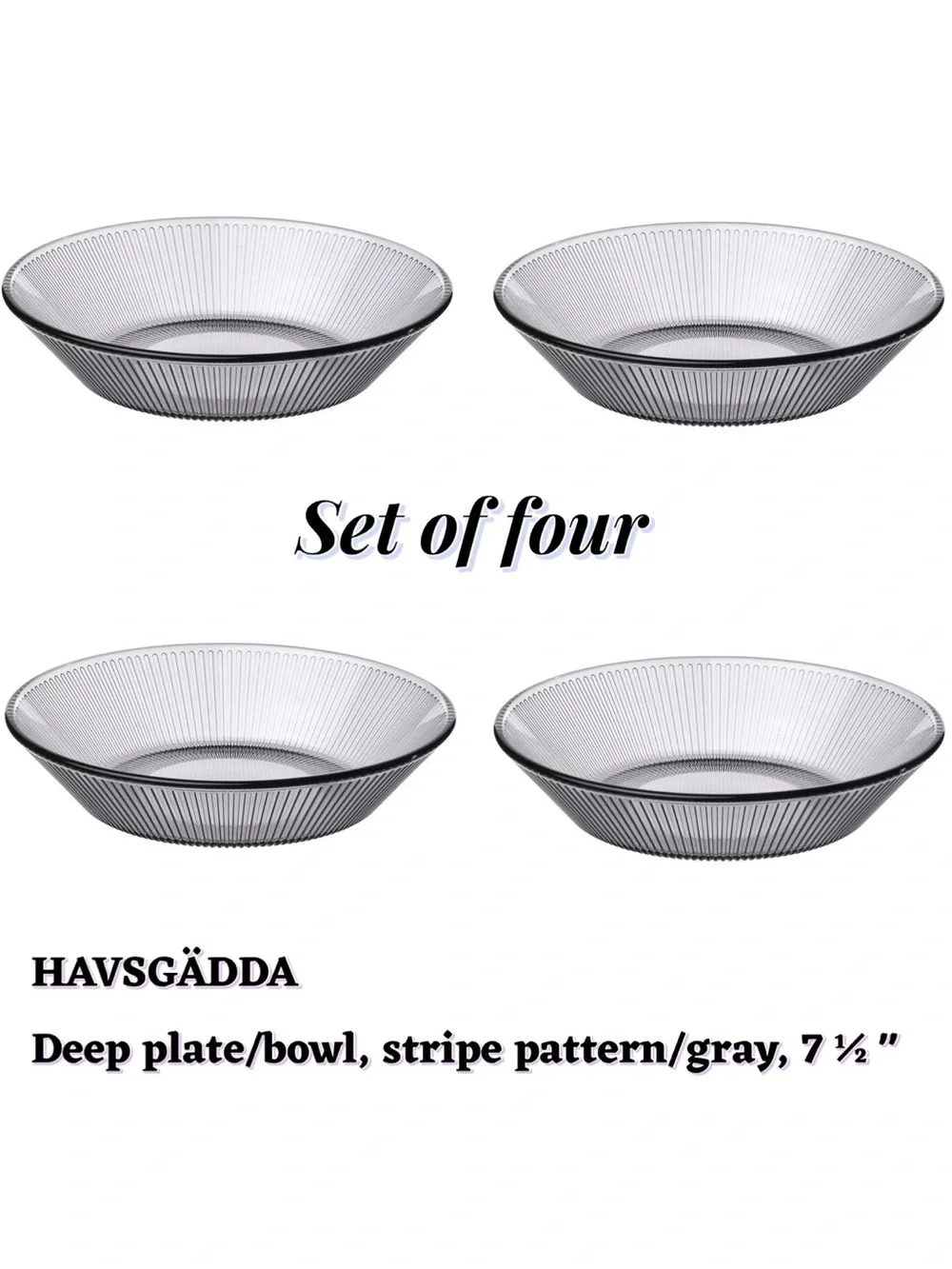 Dark Grey Deep Plates - Set of 4